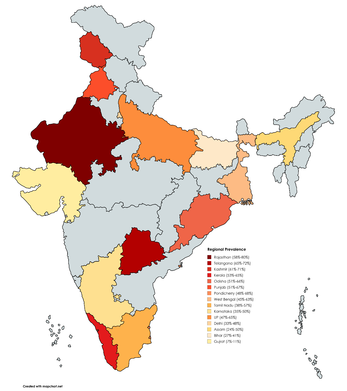 Figure 3: Distribution of Helicobacter pylori infection across India.